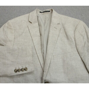 H&M Blazer Mens Size 38R Beige 100% Linen Slim Fit 2 Button Sports Jacket